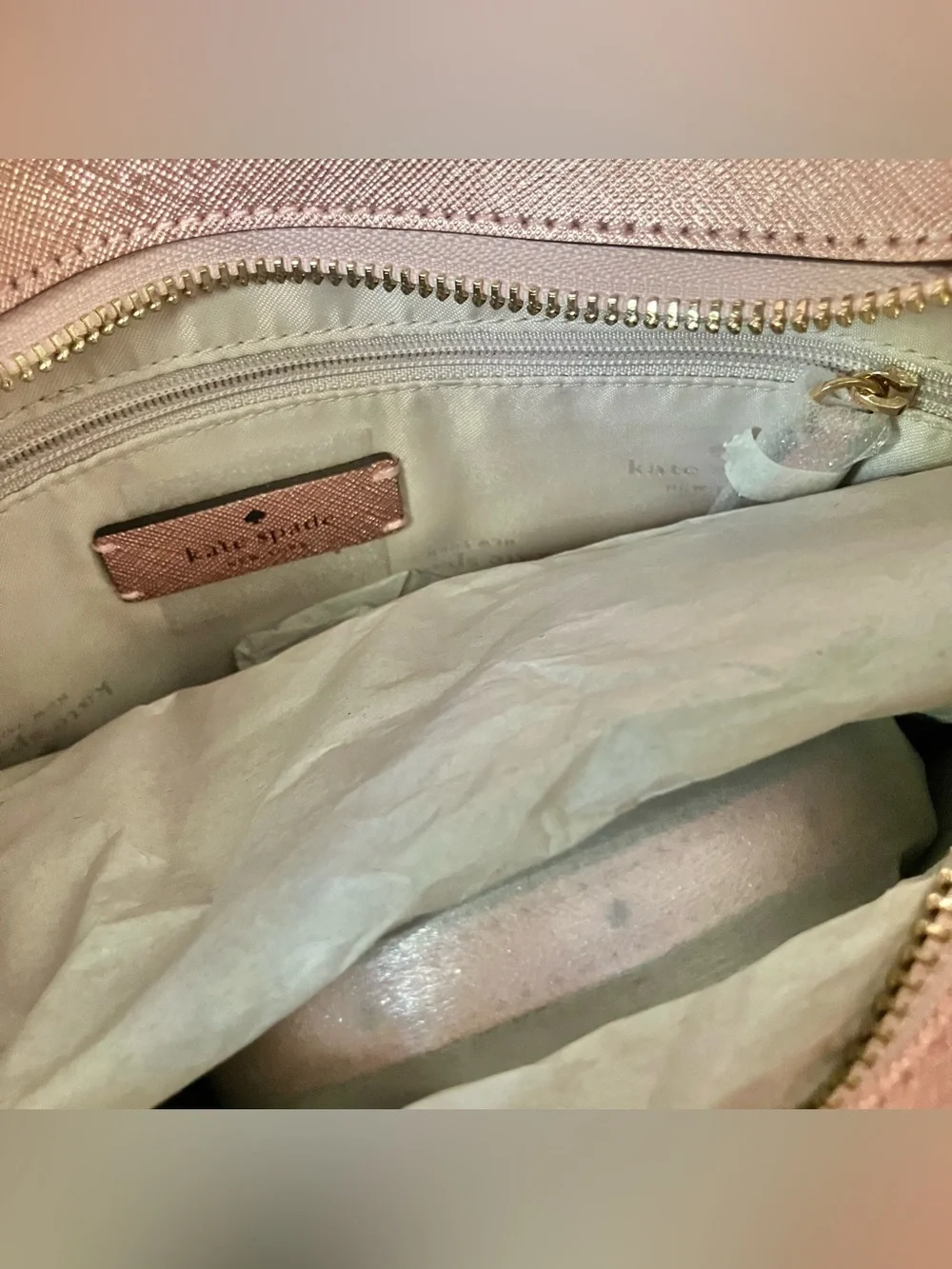 Kate Spade New York Mitten‎ Pink Glimmer Leather Satchel Handbag NWT